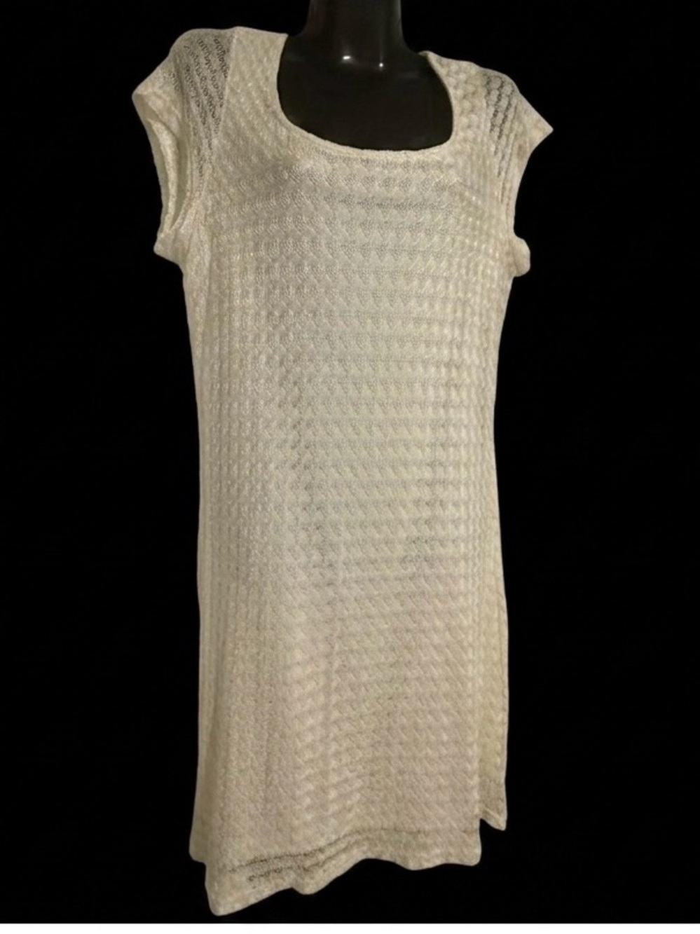NWT Vintage Designs & Co Lane Bryant Cream Open Knit Crochet Midi Dress 14/16